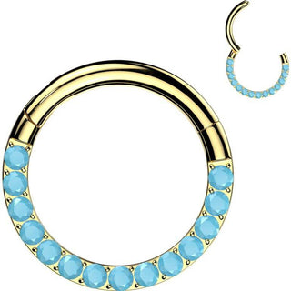 Tytan kółko turkus kolczyk segmentowy