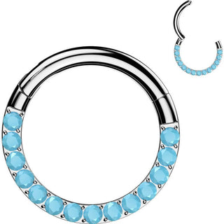 Tytan kółko turkus kolczyk segmentowy