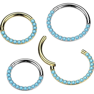 Tytan kółko turkus kolczyk segmentowy