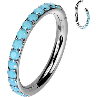 Tytan kółko turkus kolczyk segmentowy