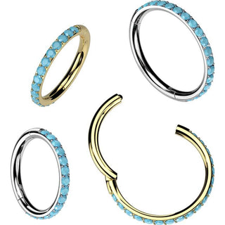 Tytan kółko turkus kolczyk segmentowy