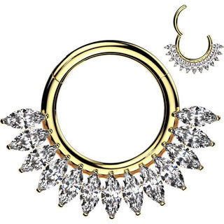 Tytan kółko cyrkonie szlif markizowy kolczyk segmentowy