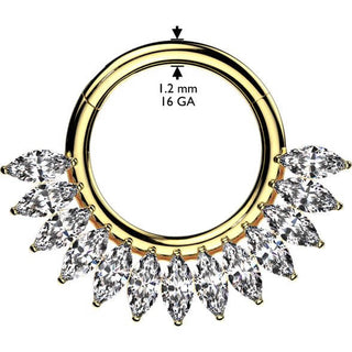 Tytan kółko cyrkonie szlif markizowy kolczyk segmentowy