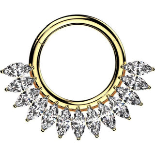 Tytan kółko cyrkonie szlif markizowy kolczyk segmentowy