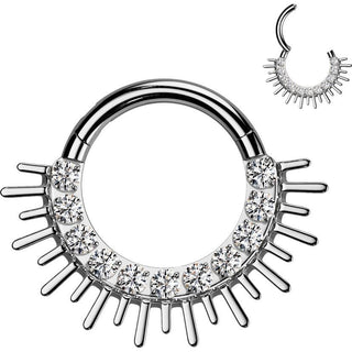 Tytan kółko cyrkonie kolce kolczyk segmentowy