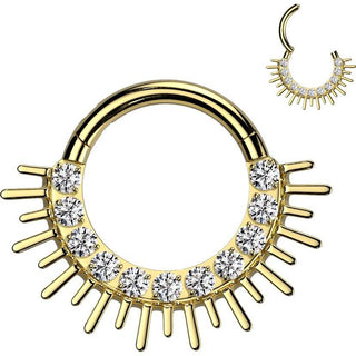 Tytan kółko cyrkonie kolce kolczyk segmentowy