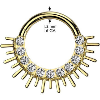 Tytan kółko cyrkonie kolce kolczyk segmentowy