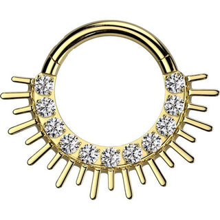 Tytan kółko cyrkonie kolce kolczyk segmentowy