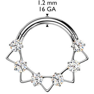 Tytan kółko trójkąty cyrkonie kolczyk segmentowy