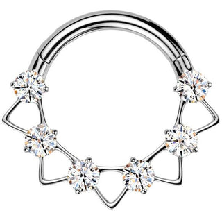 Tytan kółko trójkąty cyrkonie kolczyk segmentowy