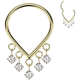 Tytan kółko 5 zawieszek cyrkonia w łapkach kolczyk segmentowy