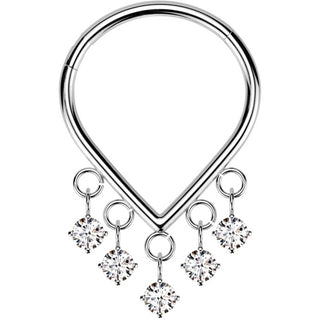 Tytan kółko 5 zawieszek cyrkonia w łapkach kolczyk segmentowy