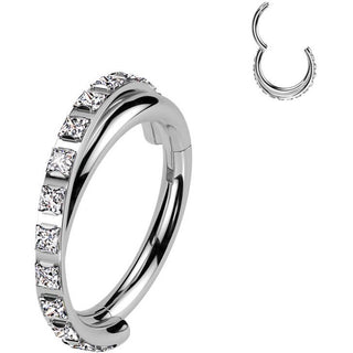 Tytan kółko kwadratowe cyrkonie kolczyk segmentowy