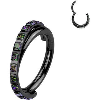 Tytan kółko kwadratowe cyrkonie kolczyk segmentowy