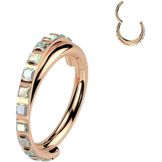 Tytan kółko kwadratowe cyrkonie kolczyk segmentowy