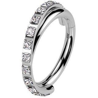 Tytan kółko kwadratowe cyrkonie kolczyk segmentowy