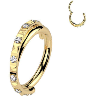 Tytan kółko cyrkonie piramidy kolczyk segmentowy