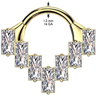 Tytan kółko nakrętka cyrkonia szlif bagietkowy kolczyk segmentowy