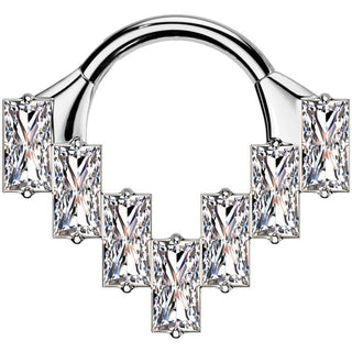 Tytan kółko nakrętka cyrkonia szlif bagietkowy kolczyk segmentowy