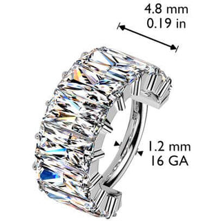 Tytan kolczyk w kształcie litery d szerokie cyrkonia szlif bagietkowy kolczyk segmentowy