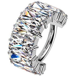 Tytan kolczyk w kształcie litery d szerokie cyrkonia szlif bagietkowy kolczyk segmentowy