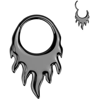 Tytan kółko płomienie kolczyk segmentowy