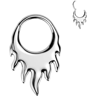 Tytan kółko płomienie kolczyk segmentowy