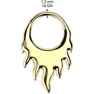 Tytan kółko płomienie kolczyk segmentowy