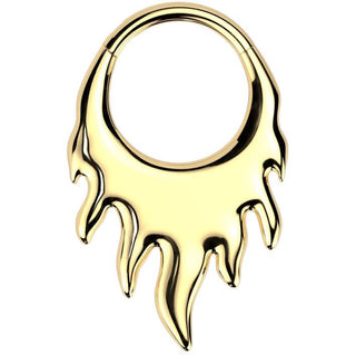 Tytan kółko płomienie kolczyk segmentowy