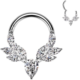 Tytan kółko zirconia szlif markizowy kolczyk segmentowy