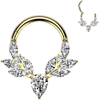 Tytan kółko zirconia szlif markizowy kolczyk segmentowy