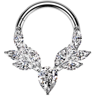 Tytan kółko zirconia szlif markizowy kolczyk segmentowy