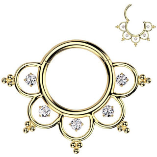 Tytan kółko malutkie cyrkonie i koraliki kolczyk segmentowy