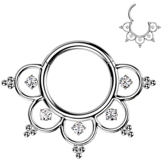 Tytan kółko malutkie cyrkonie i koraliki kolczyk segmentowy