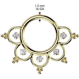 Tytan kółko malutkie cyrkonie i koraliki kolczyk segmentowy