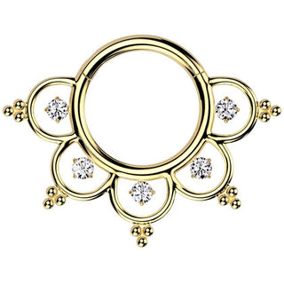 Tytan kółko malutkie cyrkonie i koraliki kolczyk segmentowy