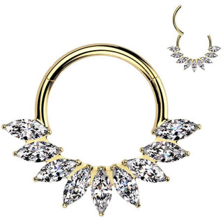 Tytan kółko cyrkonia szlif markizowy kolczyk segmentowy