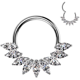 Tytan kółko cyrkonia szlif markizowy kolczyk segmentowy