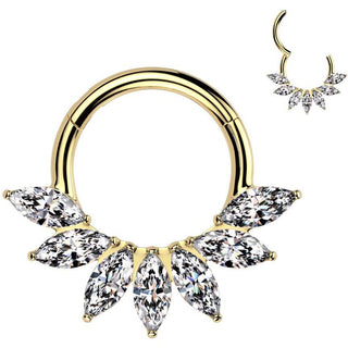 Tytan kółko cyrkonia szlif markizowy kolczyk segmentowy