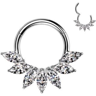 Tytan kółko cyrkonia szlif markizowy kolczyk segmentowy