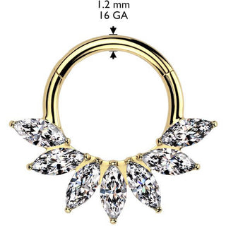 Tytan kółko cyrkonia szlif markizowy kolczyk segmentowy