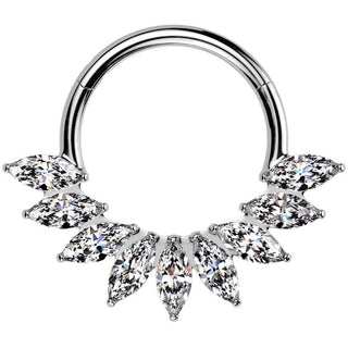 Tytan kółko cyrkonia szlif markizowy kolczyk segmentowy