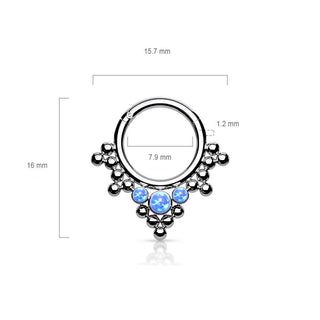 Tytan kółko z koralikami opale clicker