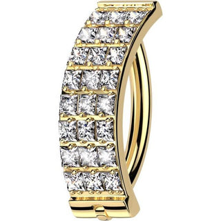 Tytan kółko 3 rzędy cyrkonii clicker