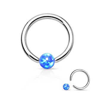 Kółko z kulką opal srebrny zapięcie captive bead