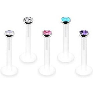 Labret okrągła cyrkonia, 5  sztuk