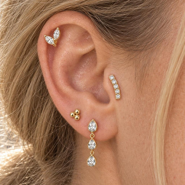 Zestaw Curated Ear „Gold Leaves” – 4 tytanowe kolczyki do ucha