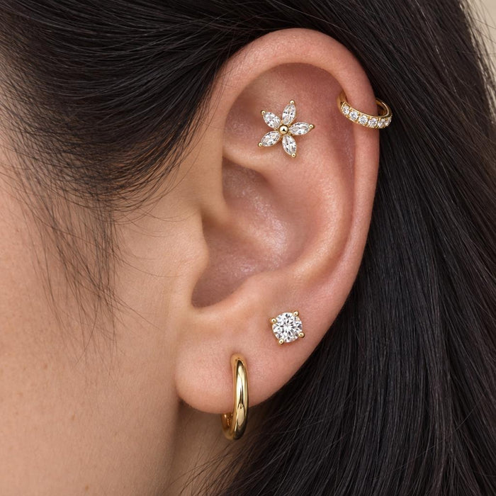 Zestaw Curated Ear „Golden Bloom” – 4 tytanowe kolczyki do ucha