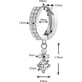 Kolczyk zawieszka trójca i kwadratowa cyrkonia 1 para