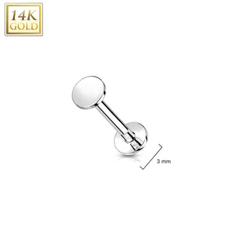 Złoto 585 labret kółko płaskie push-in